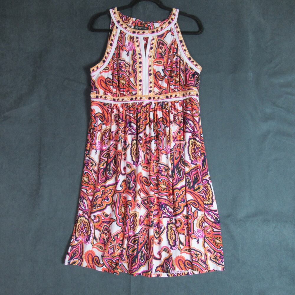 INC Dress Womens Size 1X Multicolor Halter Graphic Paisley Midi Party Gypsy